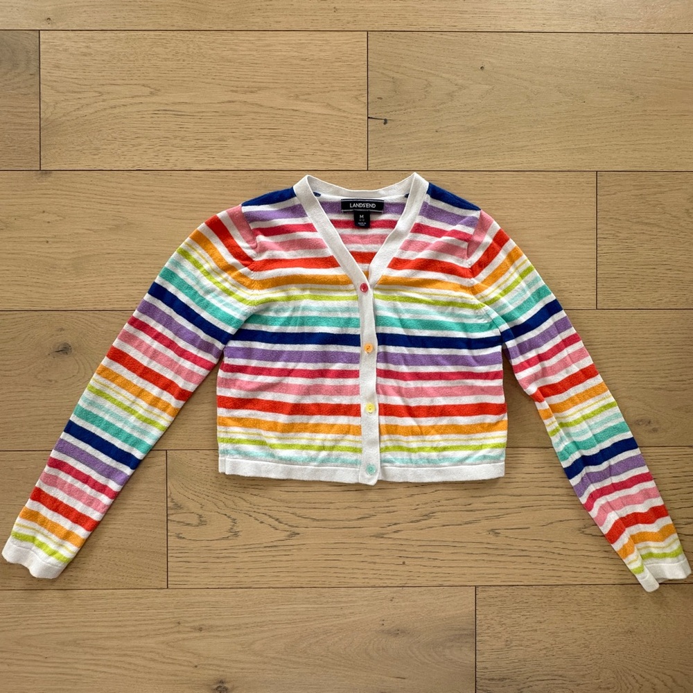 Lands' End Multicolor Striped Kids Sweater